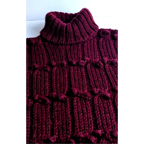 Handmade 80' Vintage burgundyBobble turtleneck Bust 36" CBack 24"Rare QualityEVU - Picture 7 of 10